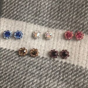 Crystal Flower Studs - Set of 5!